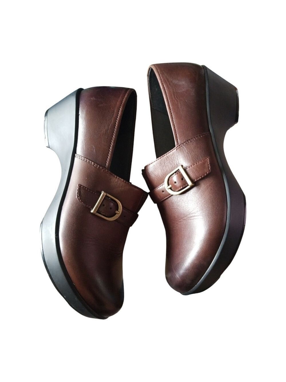 Dansko Brown Leather Mules with Decorative Strap and Black Sole - Picture 5 of 8